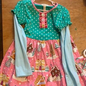 Matilda Jane gingerbread house dress.